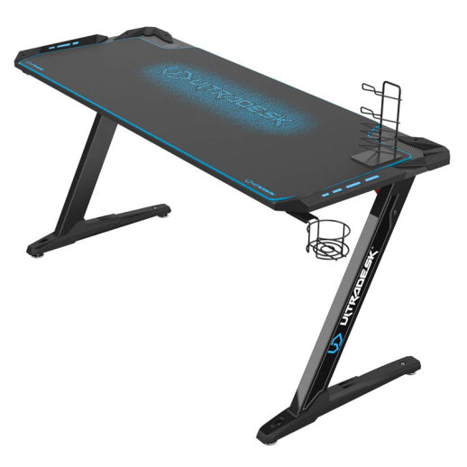 XXL Gaming Schreibtisch mit LED-Beleuchtung und praktischen Features