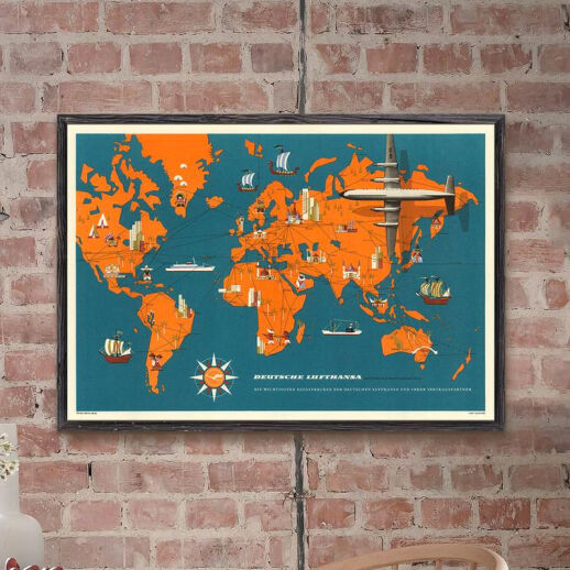 60er Jahre Deutsche Lufthansa Poster