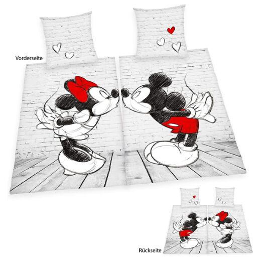 4 tlg. Disney MICKEY & MINNIE Partnerbettwäsche-Set