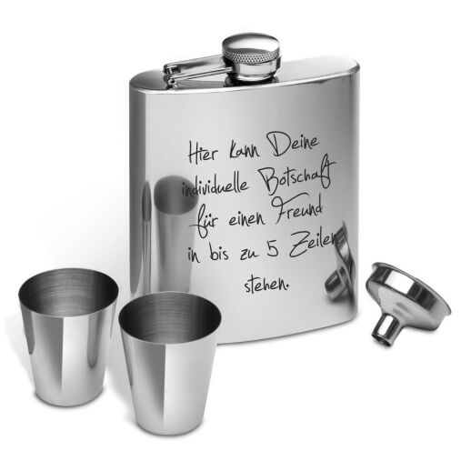 Premium Flachmann mit Wunschgravur als Geschenkset