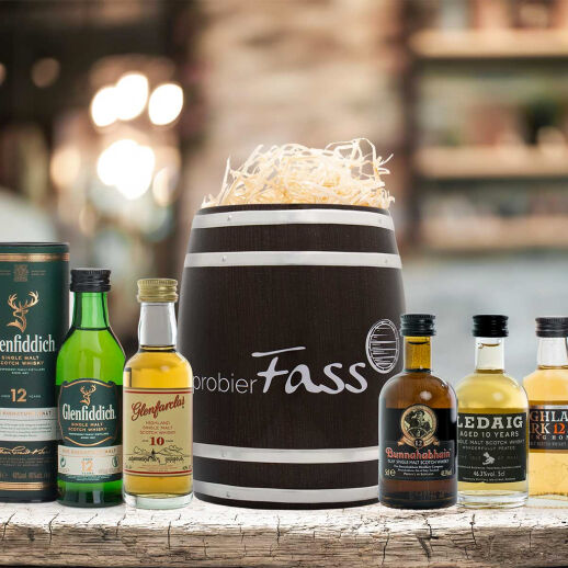 probierFass WHISKY Geschenkset mit Kostproben fünf verschiedener Whiskys