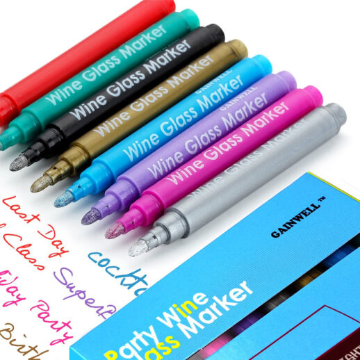 8 tlg. Weinglas Marker Stifte-Set