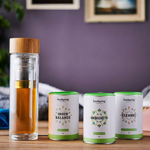 Foodspring Bio Tee Set mit Glasflasche