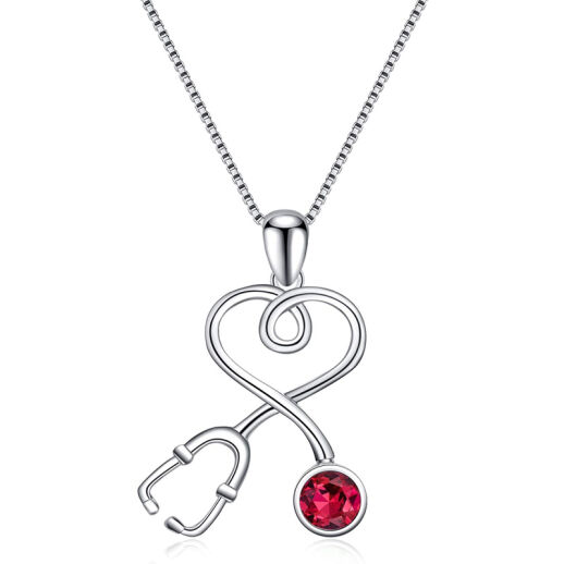Halskette aus 925er Silber mit Stethoskop-Anhänger als Infinity Heart