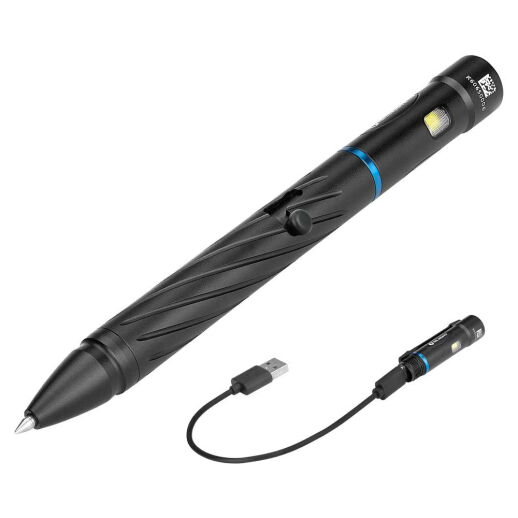 Robuster Kugelschreiber mit heller Taschenlampe