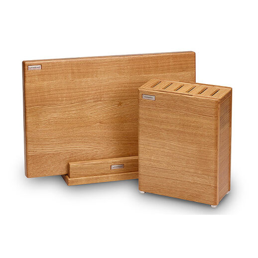 Edles Set aus Messerbox und Schneidboard inkl. Halter in Eiche
