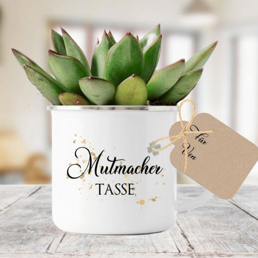 Mutmacher Tasse aus Emaille