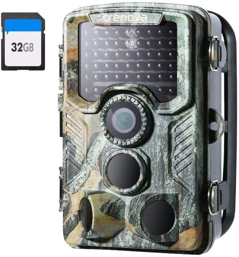 Wasserdichte Wildkamera mit Nachtsicht und 32 GB SD-Karte