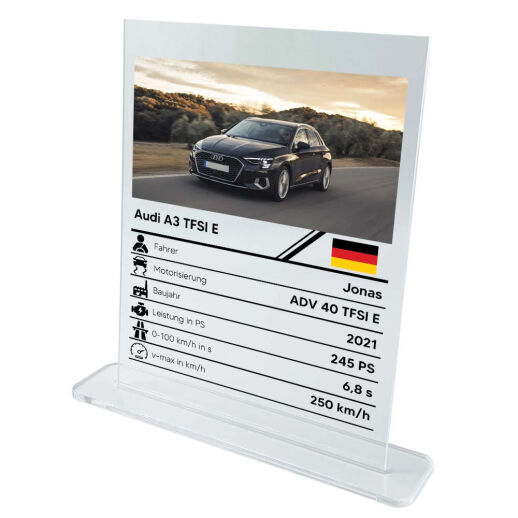 Personalisiertes Auto oder Motorrad Quartett als Acrylglas