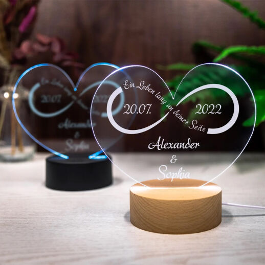 LED-Leuchte Herz mit Unendlichkeit und Personalisierung