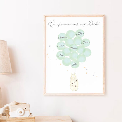 Gästebild für die Babyparty mit Ballons zum beschriften