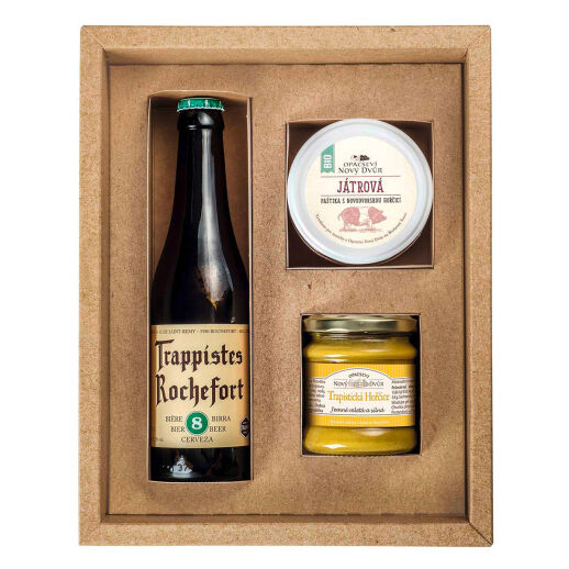 Geschenkbox mit Senf, Pastete und Bier