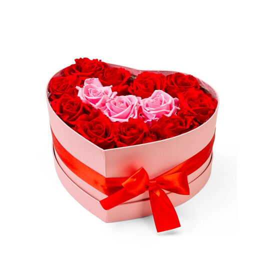 Haltbare Infinity-Rosen in Herzbox