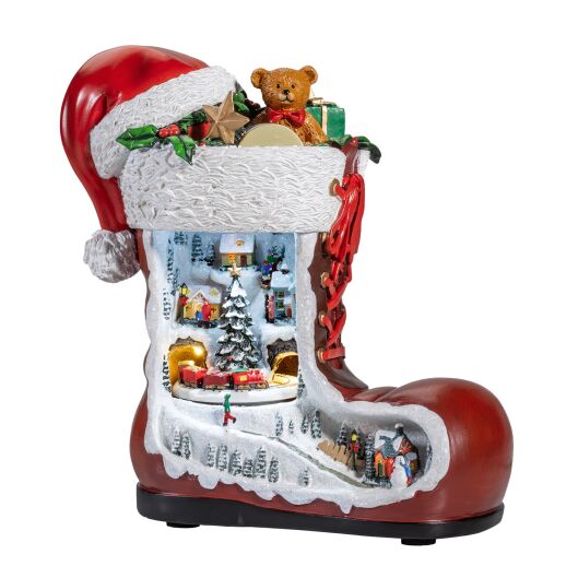Nikolausstiefel Spieldose mit Beleuchtung, Musik und Bewegung