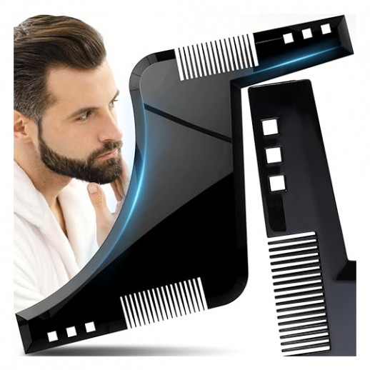 Bartschablone für Männer - mit 2 Kämmlinien für präzises Styling