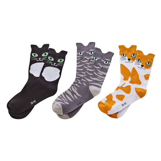 Katzensocken - 3er Set in Geschenkbox
