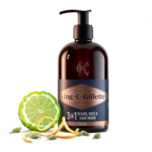 King C. Gillette 3-in-1 Bart-, Gesichts- und Haarwaschgel für Männer