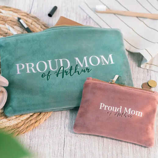 Personalisierte Kosmetiktasche aus Samt - verschiedene Designs