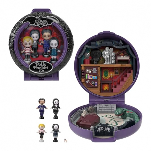 Polly Pocket Sammler-Edition: Die Addams Family Schatulle mit 4 Figuren und 10 Zubehörteilen