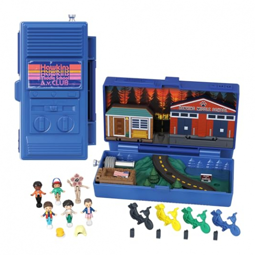 Polly Pocket Sammler-Edition: Stranger Things Schatulle mit 6 Figuren und 10 Accessoires