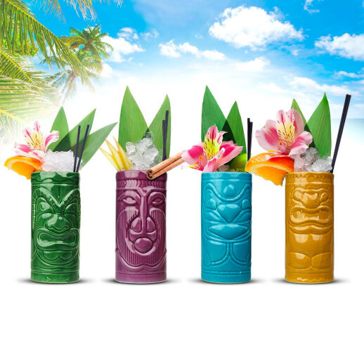 4-tlg. Tiki Becher Set