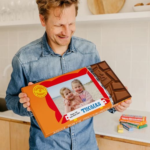 Riesige Tony`s Chocoloney Schokolade mit Namen und Foto