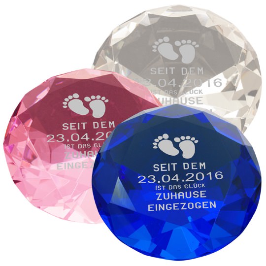 Diamant zur Geburt mit Gravur