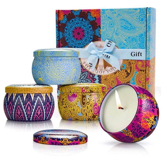 4 tlg. Duftkerzen Geschenkset in schicker Geschenkbox