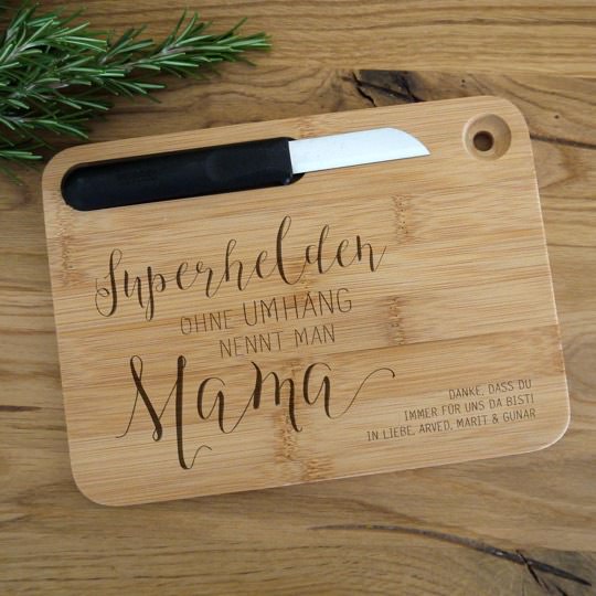 Graviertes Schneidebrett inkl. Messer 