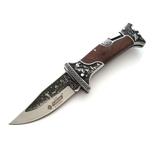 Edles Jagdmesser mit Holzgriff und Gürtelclip
