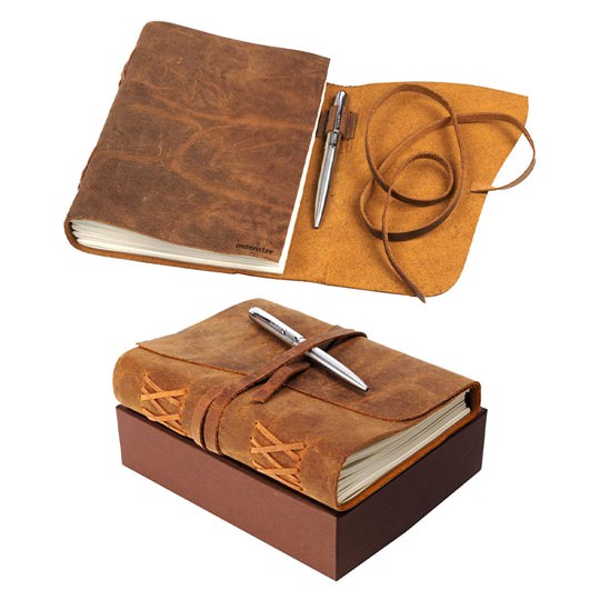Leder-Notizbuch mit edlem Kugelschreiber in Geschenkbox