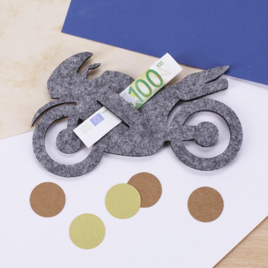 Motorrad Geldgeschenk aus Filz fancy gifts