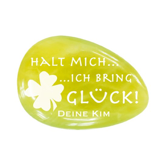 Mit Foto und Text personalisierbarer Edelstein als Glücksbringer