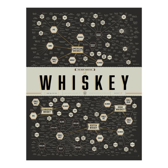 THE MANY VARIETIES OF WHISKEY Poster von Pop Chart Lab fancy gifts