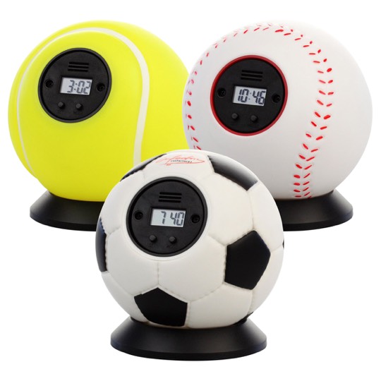 Wurf Wecker als Fußball, Tennisball oder Baseball