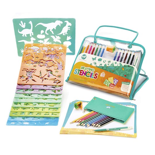 Zeichenschablonen-Set für kleine Künstler - mit Stiften und Anspitzer