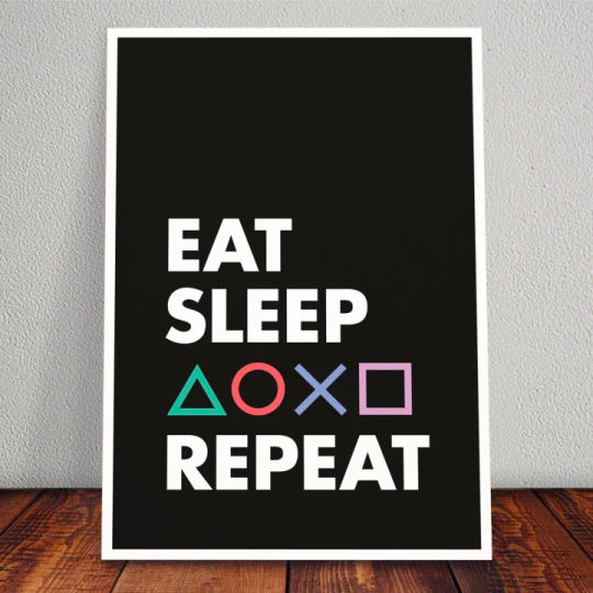 Cooles Eat, Sleep, Game, Repeat Holzbild