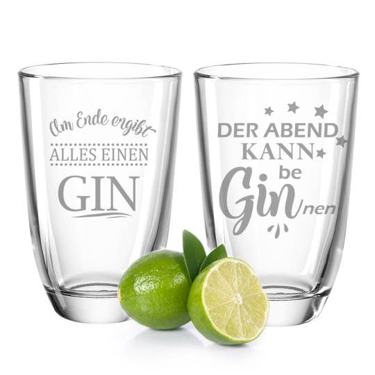 2 Leonardo Longdrink Gläser - verschiedene Gin Sprüche verfügbar