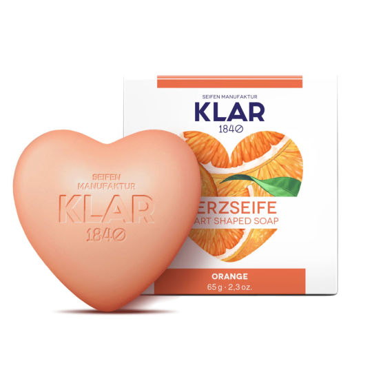 Herzförmige Seife - palmölfrei und mit ätherischem Orangenöl 