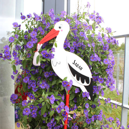 Klapperstorch Gartenaufsteller mit Personalisierung