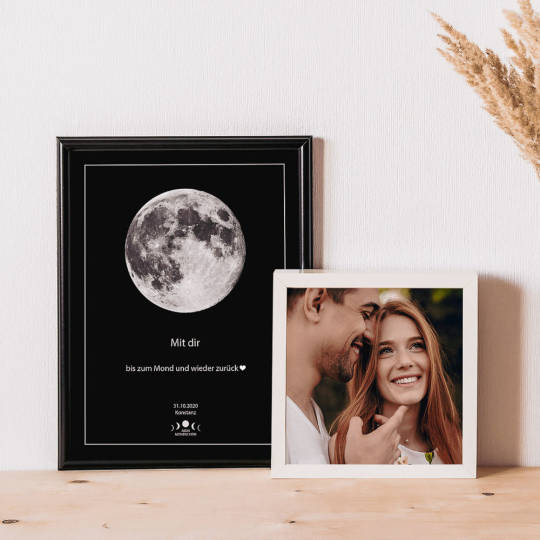 Personalisiertes Mondposter als romantisches Geschenk zum Valentinstag