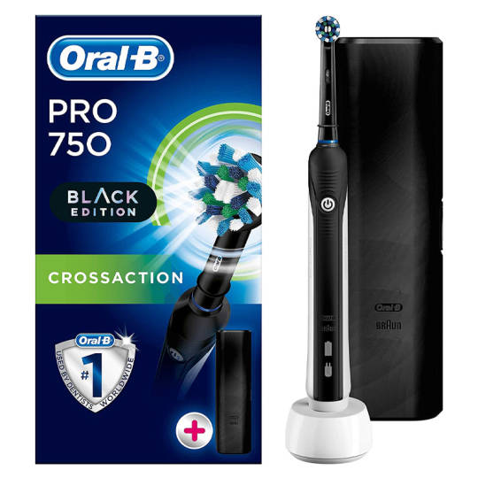 Elektrische Zahnbürste Oral-B PRO 750 Black Edition mit Reise-Etui