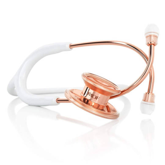 Premium Zweikopf-Stethoskop aus rostfreiem Stahl in weiß und Rosegold