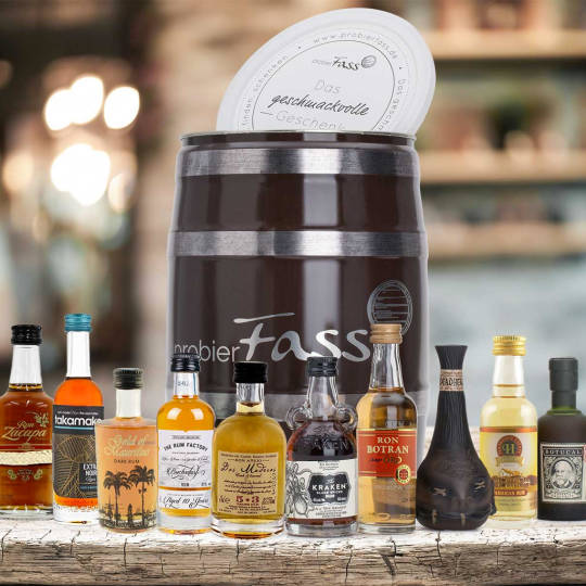 probierFass RUM Geschenkset mit 10 verschiedenen Rum-Sorten zum testen