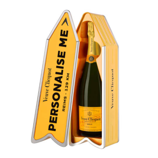 Veuve Clicquot Champagner in personalisierter Geschenkbox aus Metall