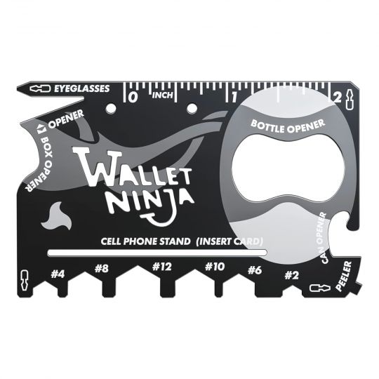 Wallet Ninja 18-in-1 Multifunktionswerkzeug – Kreditkartengröße, Aus Gehärtetem Stahl, TSA-geprüft